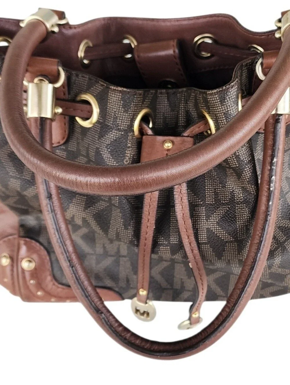 Vintage Michael Kors Brown Logo Drawstring Tote